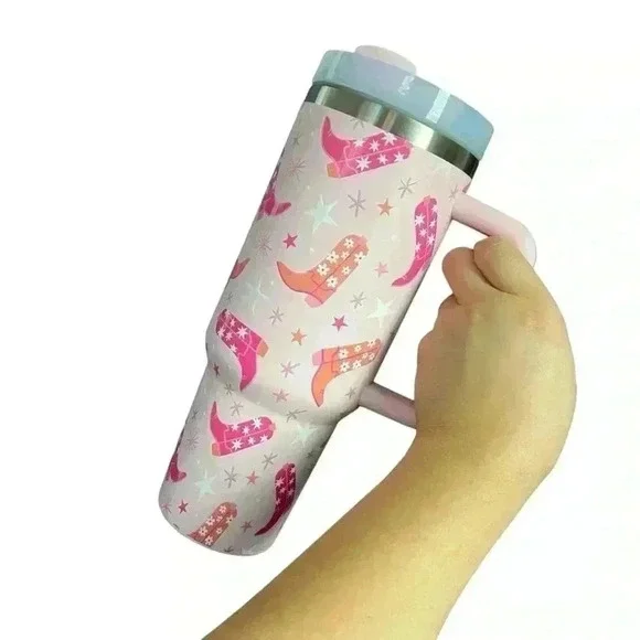 Pink Lily “Howdy” Western Boots 40 oz tumbler - Picture 2 of 7
